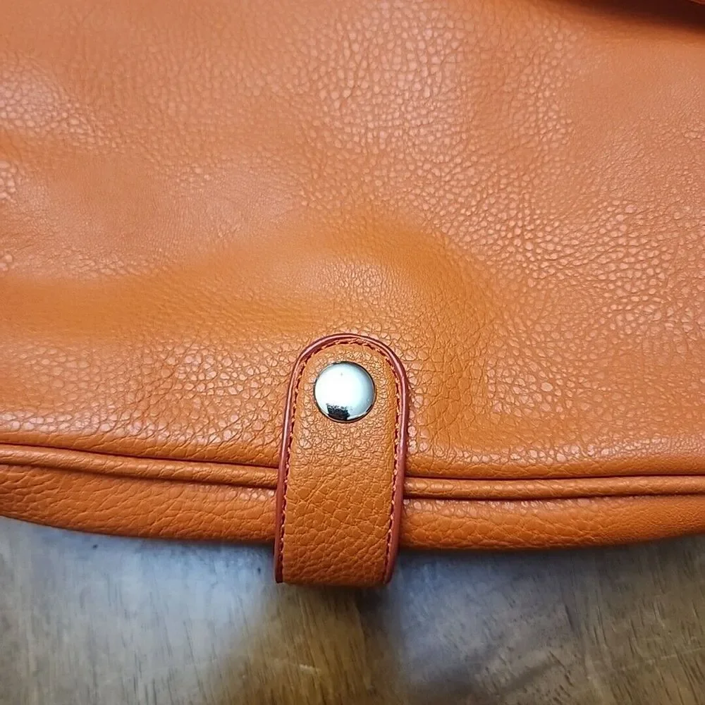 Kate Landry Handbag Purse Padded Tablet Pocket Orange Leather Bag‎
